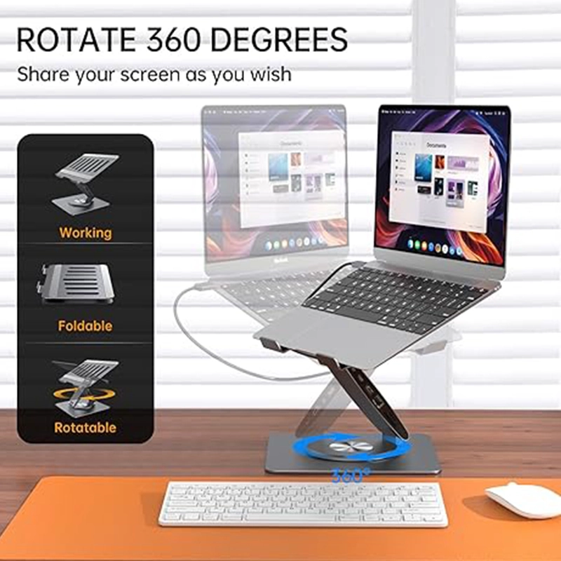 China Foldable 11 in 1 USB C Hub Stand for iPad Stand with Rotating Folding Stand, iPad Hub Docking Station manufacturer