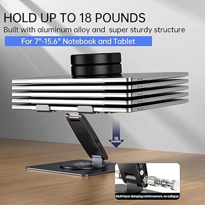 China Foldable 11 in 1 USB C Hub Stand for iPad Stand with Rotating Folding Stand, iPad Hub Docking Station manufacturer