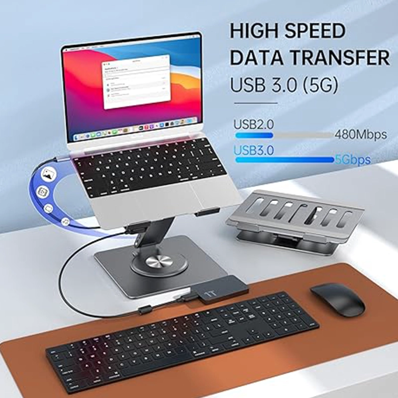 China Foldable 11 in 1 USB C Hub Stand for iPad Stand with Rotating Folding Stand, iPad Hub Docking Station manufacturer