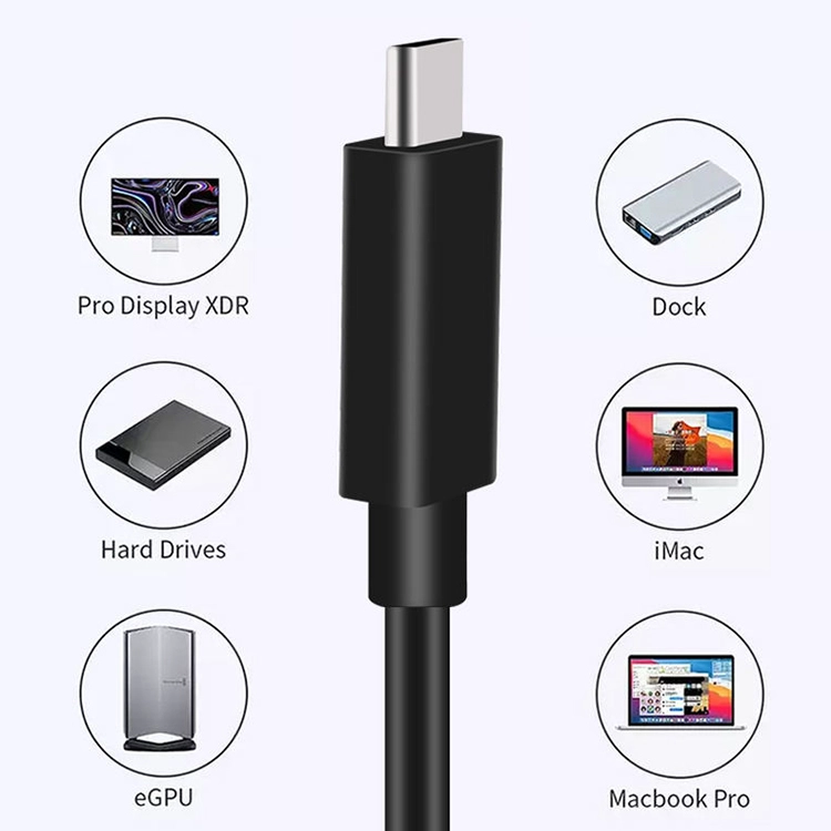 Chine wholesale Câble Thunderbolt 4 Supper Speed ​​40gbps 5A100W Pd Câble de charge rapide Câble Usb4 type C fabricant