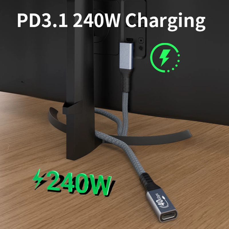 porcelana Cable USB4 8K 1.2M Compatible con Thunderbolt 4 Cable de extensión USB 4 Tipo-c Ultra HD 8K@60Hz Carga de 100W Datos de 40Gbps Compatible con SSD externo eGPU 1xBend 1x Recto fabricante