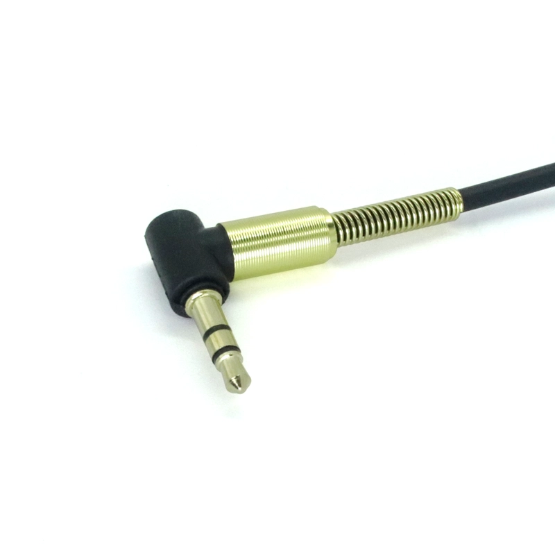 Çin 3.5mm Sarmal Kablo 90 Derece Sağ Açı 3 Kutuplu 3.5mm Erkek 3.5mm Erkek Dik Açı TRS Jack Stereo Ses Bahar Aux Kablosu üretici firma