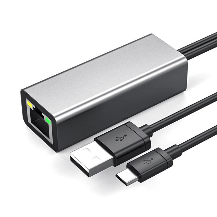 Çin Goochain 2 IN 1Ethernet Adaptörü, Kablo ve Güç Kablosu ile Mikro USB Ethernet Adaptörü üretici firma