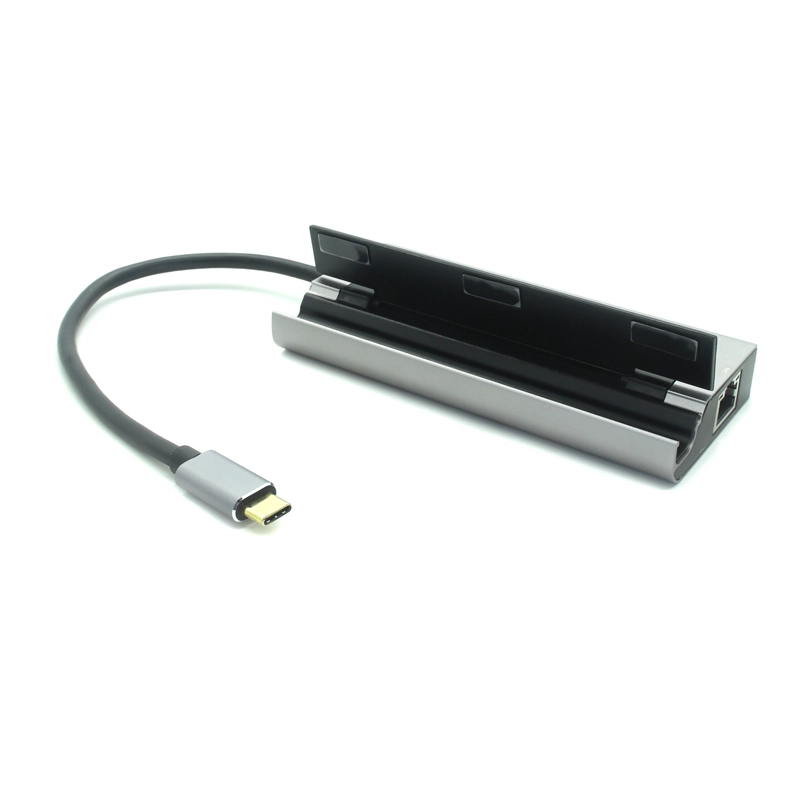 China Adaptador de estação de acoplamento de hub USB-C 6 em 1 com 100 W PD, 4K HDMI, 2 * USB A 5 Gbps, leitor SD/MicroSD, Gigabit Ethernet fabricante