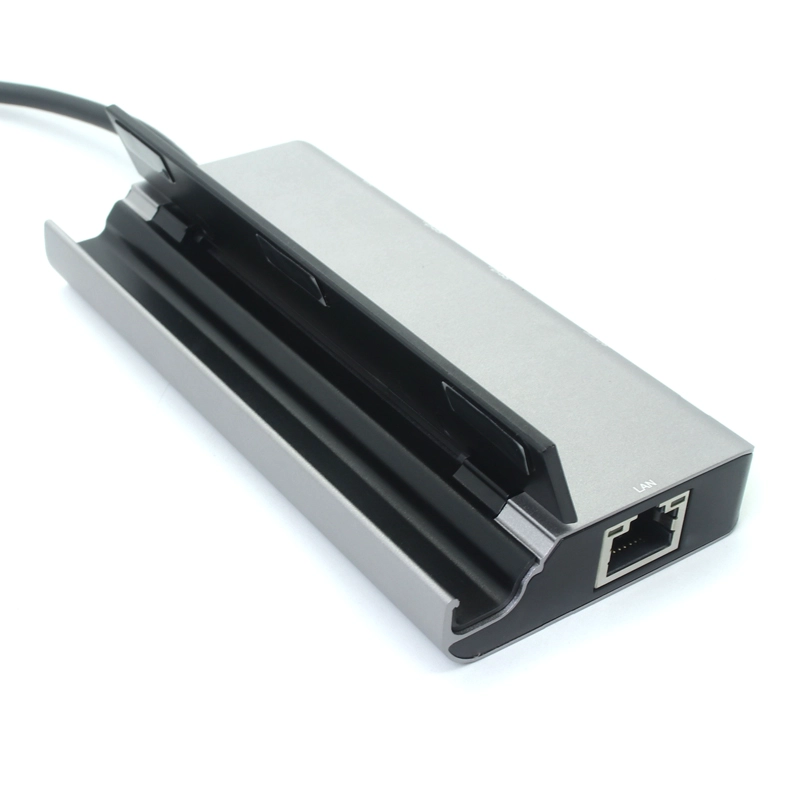 China Adaptador de estação de acoplamento de hub USB-C 6 em 1 com 100 W PD, 4K HDMI, 2 * USB A 5 Gbps, leitor SD/MicroSD, Gigabit Ethernet fabricante