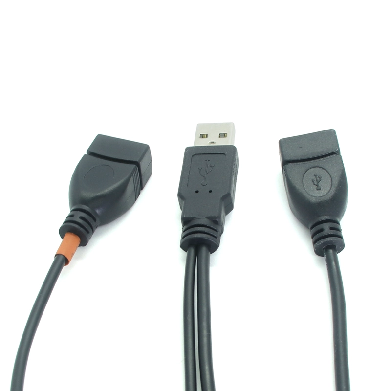中国 USB 2.0 A 公转 2 双 USB 母插孔 Y 分路器集线器电源线延长适配器电缆 制造商