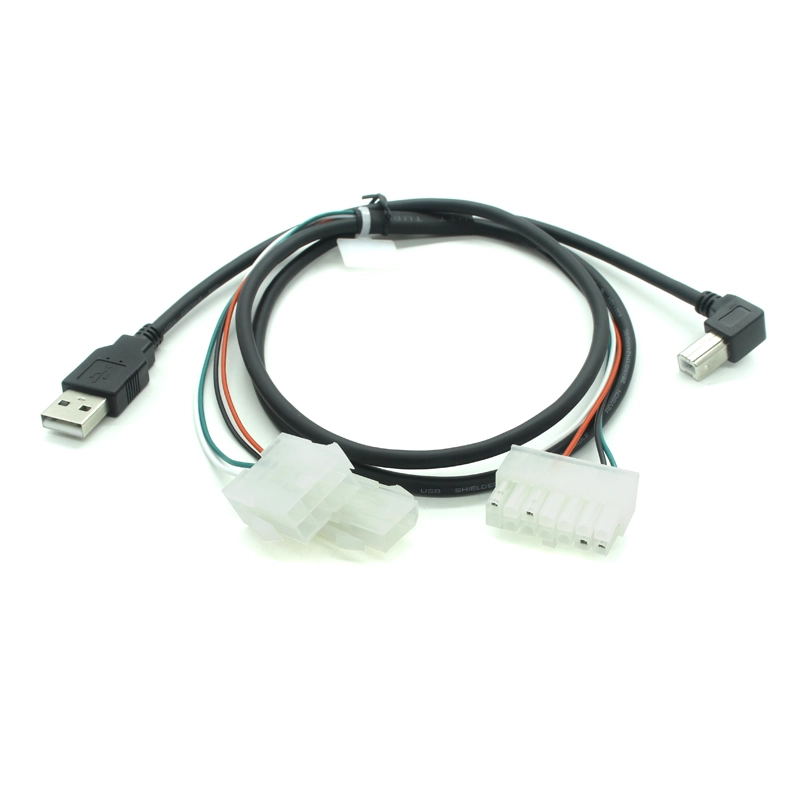 الصين 90 درجة USB 2.0 كابل الطابعة كابل طابعة USB نوع A ذكر إلى B ذكر طابعة الماسح الضوئي الحبل مع موليكس 12 دبوس سلك تسخير الصانع