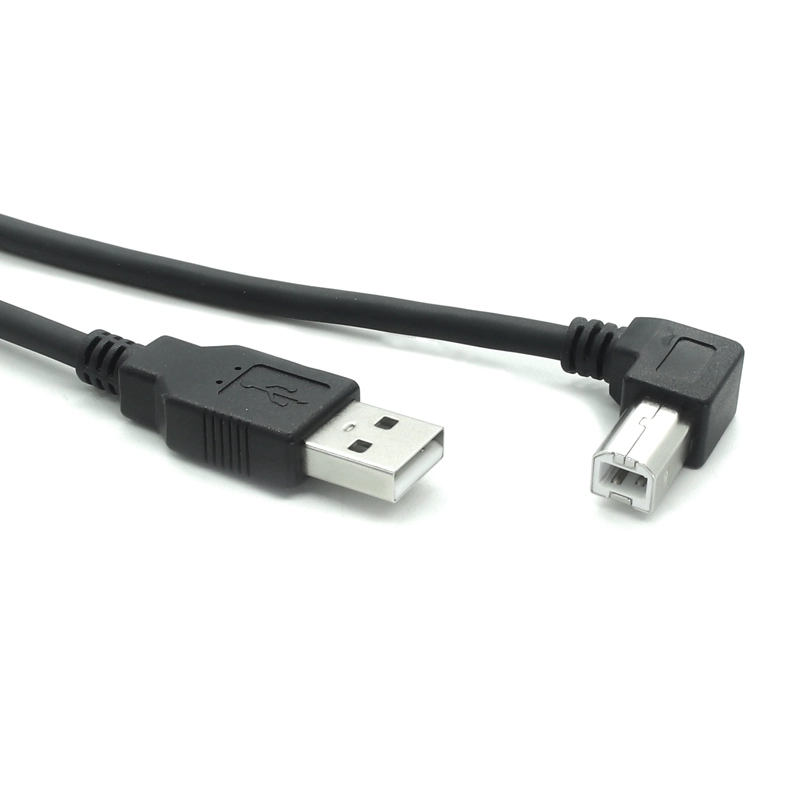 الصين 90 درجة USB 2.0 كابل الطابعة كابل طابعة USB نوع A ذكر إلى B ذكر طابعة الماسح الضوئي الحبل مع موليكس 12 دبوس سلك تسخير الصانع