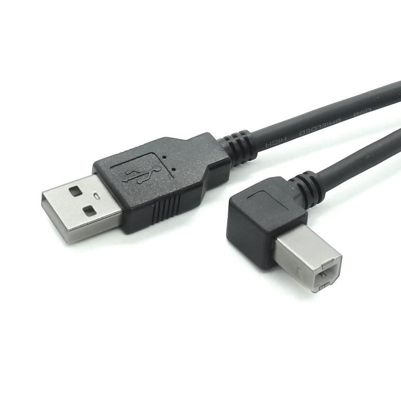 الصين 90 درجة USB 2.0 كابل الطابعة كابل طابعة USB نوع A ذكر إلى B ذكر طابعة الماسح الضوئي الحبل مع موليكس 12 دبوس سلك تسخير الصانع