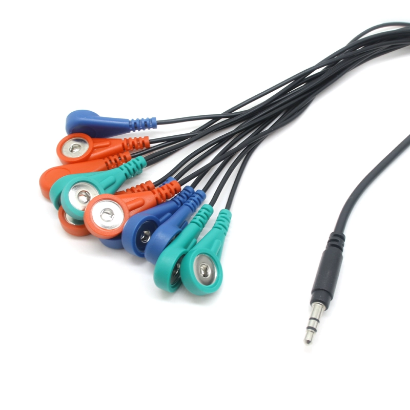 중국 공장에서는 의료 액세서리용 3.5mm 오디오 잭을 12개의 리드 다른 색상 ECG 스냅 케이블로 생산했습니다. 제조업체