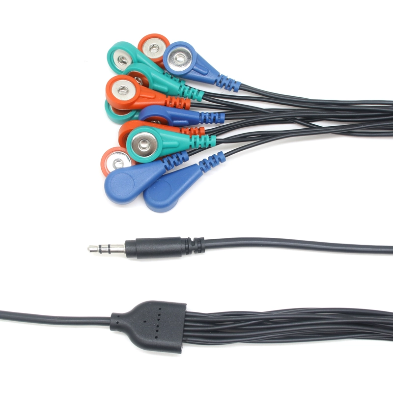 중국 공장에서는 의료 액세서리용 3.5mm 오디오 잭을 12개의 리드 다른 색상 ECG 스냅 케이블로 생산했습니다. 제조업체