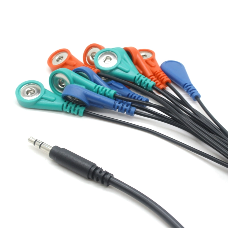 중국 공장에서는 의료 액세서리용 3.5mm 오디오 잭을 12개의 리드 다른 색상 ECG 스냅 케이블로 생산했습니다. 제조업체