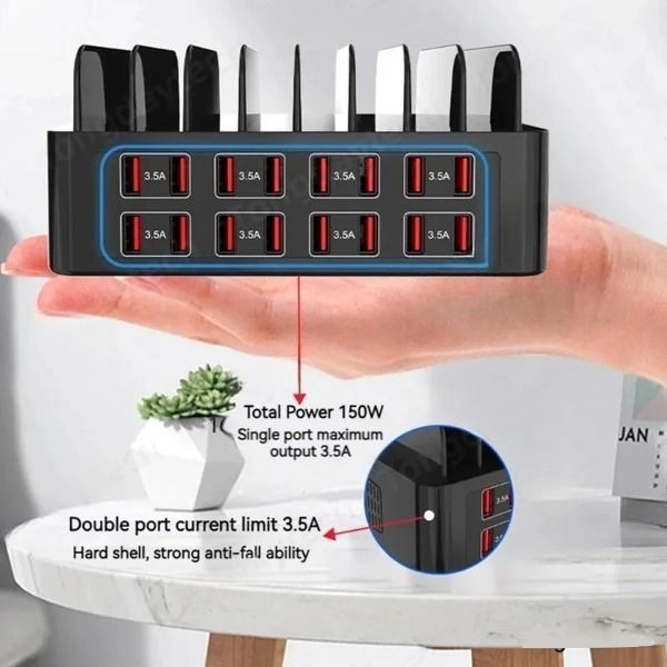 중국 150W 범용 멀티 16 포트 USB 충전기 3.5A 아이폰 14 13 프로 삼성 Xiaomi 태블릿 Carregador에 대 한 빠른 충전 스테이션 스탠드 제조업체