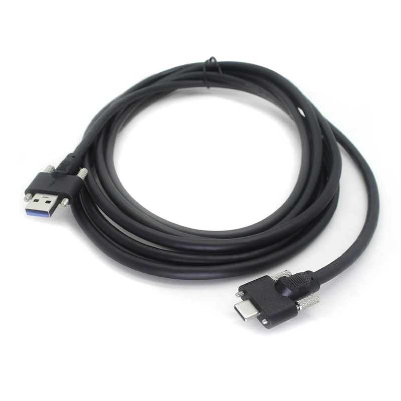 China Customized Dual Screw Locking USB3.0 A Male To Type C with Screw Locking Panel Data Cables For Industrial Camera manufacturer