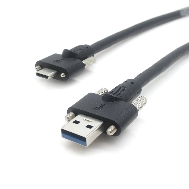 China Customized Dual Screw Locking USB3.0 A Male To Type C with Screw Locking Panel Data Cables For Industrial Camera manufacturer