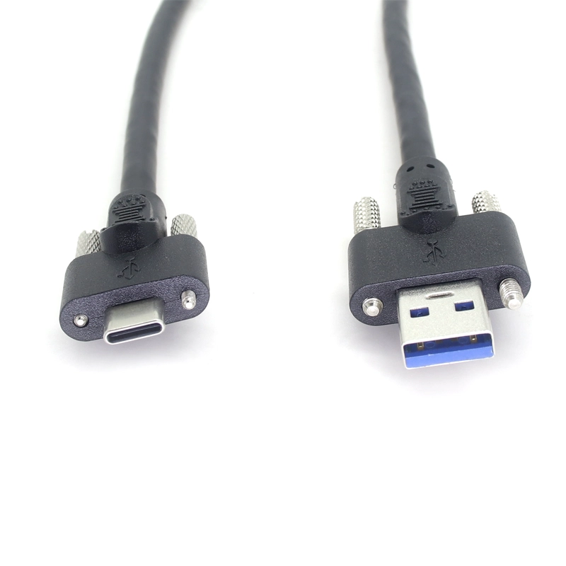 China Customized Dual Screw Locking USB3.0 A Male To Type C with Screw Locking Panel Data Cables For Industrial Camera manufacturer