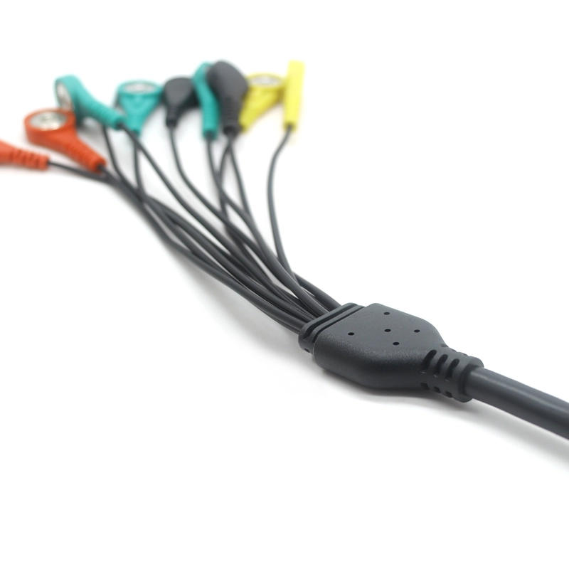 Chine Approvisionnement d'usine ECG EKG 10 broches aimant à ressort broche Pogo à 4,0 mm électrode ECG femelle Snap 10 fils stress noyau d'électrode patient fil de plomb Tens fabricant