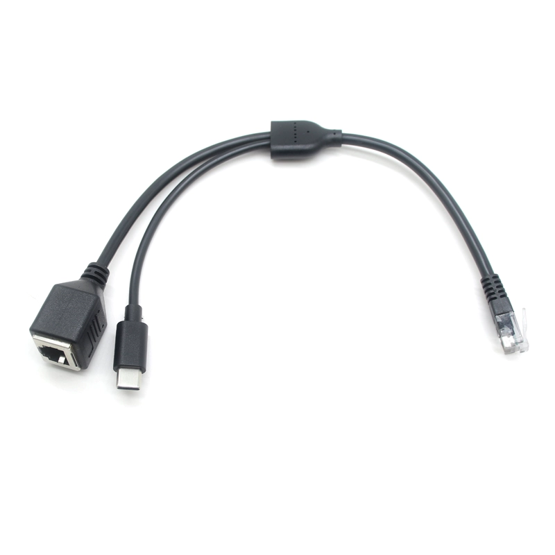 China RJ12-Stecker auf Buchse, Telefon-Splitter-Y-Adapterkabel mit USB-Typ-C-Stromversorgung Hersteller