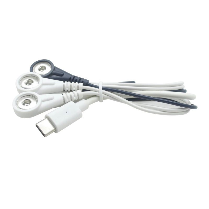 China Usb 24 pinos tipo c macho para 3 derivações 4.0mm ecg eletrodo fêmea snap com sr para fisioterapia do paciente fabricante