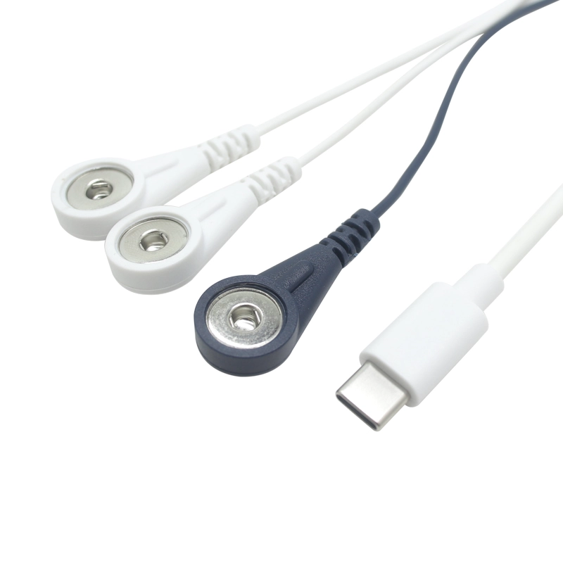 China Usb 24 pinos tipo c macho para 3 derivações 4.0mm ecg eletrodo fêmea snap com sr para fisioterapia do paciente fabricante