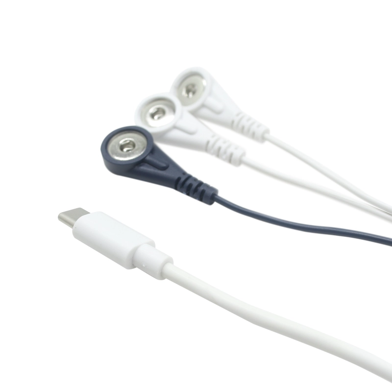 China Usb 24 pinos tipo c macho para 3 derivações 4.0mm ecg eletrodo fêmea snap com sr para fisioterapia do paciente fabricante