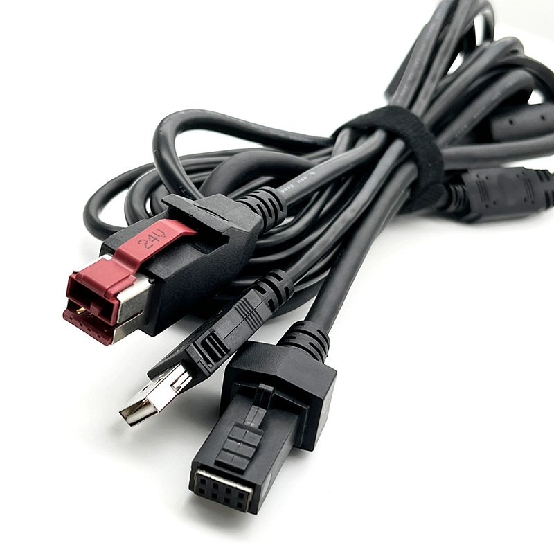 China Kabel Fabriek POWERED USB 24V12V 5V naar Dupont 2*4 met Zelfsluitende USB 2.0 POS Terminal Verbindingskabel 3m fabrikant