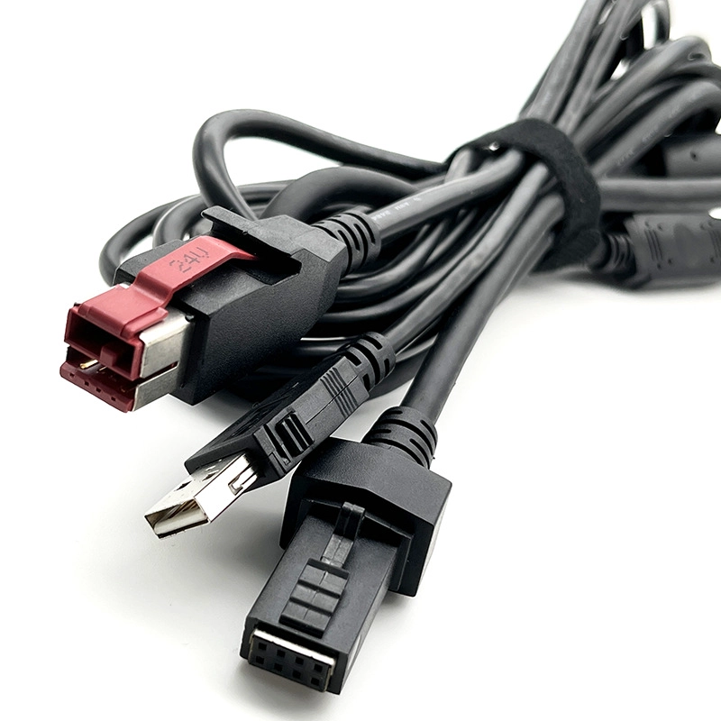 China Kabel Fabriek POWERED USB 24V12V 5V naar Dupont 2*4 met Zelfsluitende USB 2.0 POS Terminal Verbindingskabel 3m fabrikant