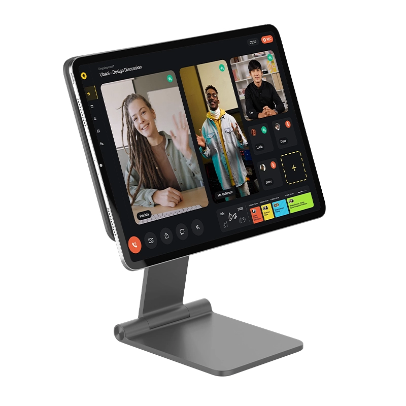 Çin Manyetik kablosuz şarj iPad standı Manyetik tablet standlarını şarj etmek için 18W kontaklar üretici firma