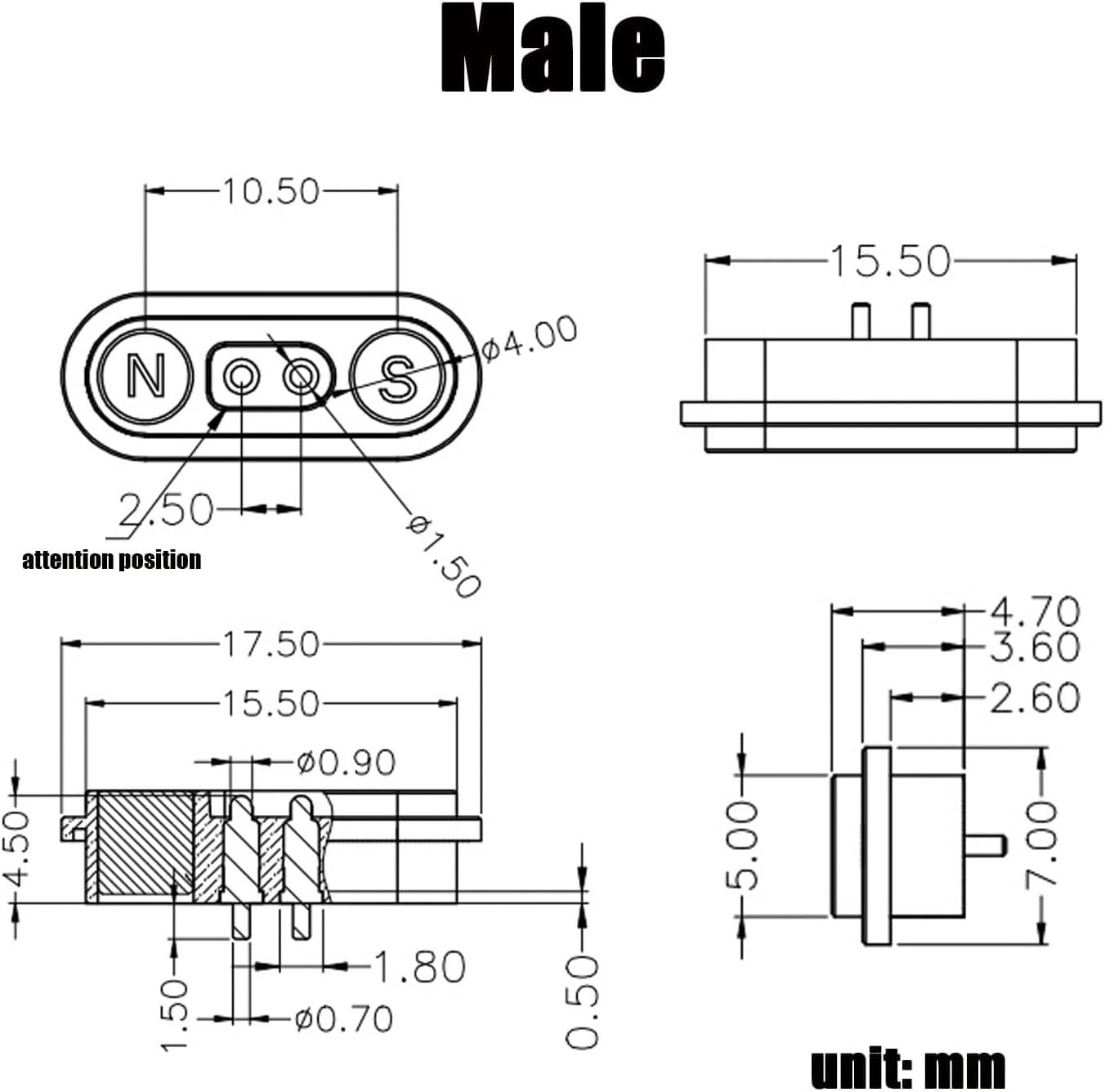 China 2p 3p 4p 5p 6p 7p 8p 9p 10p 12pin magnetische pogo pin connector 2a pogo pin magnetische connector mannelijk vrouwelijk 2,54 mm door gaten veerbelaste connectoren dc power socket dc power lading sond connector connector fabrikant