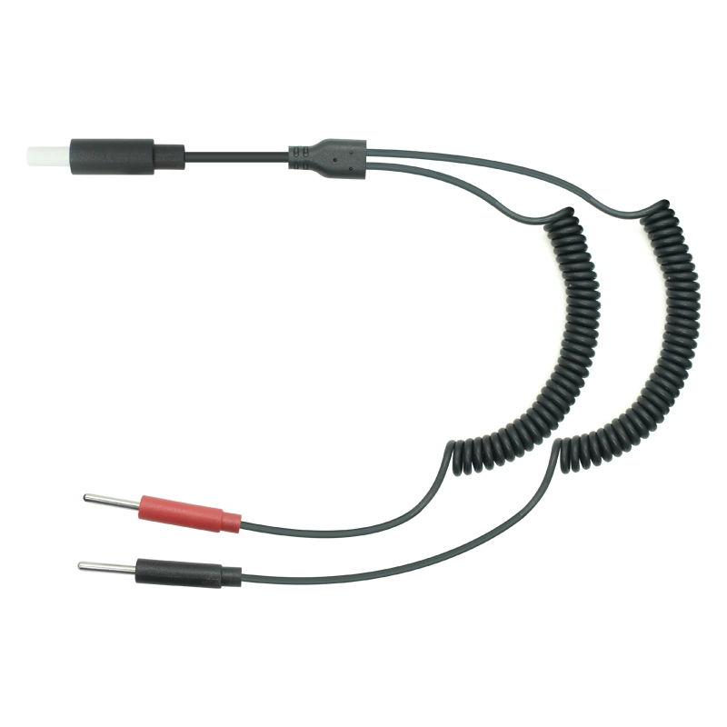 China DC2.35mm Safety Plug to 2.0mm Electrode Lead Wire with Coiled Cable | Electrode Cable Manufacturer China manufacturer