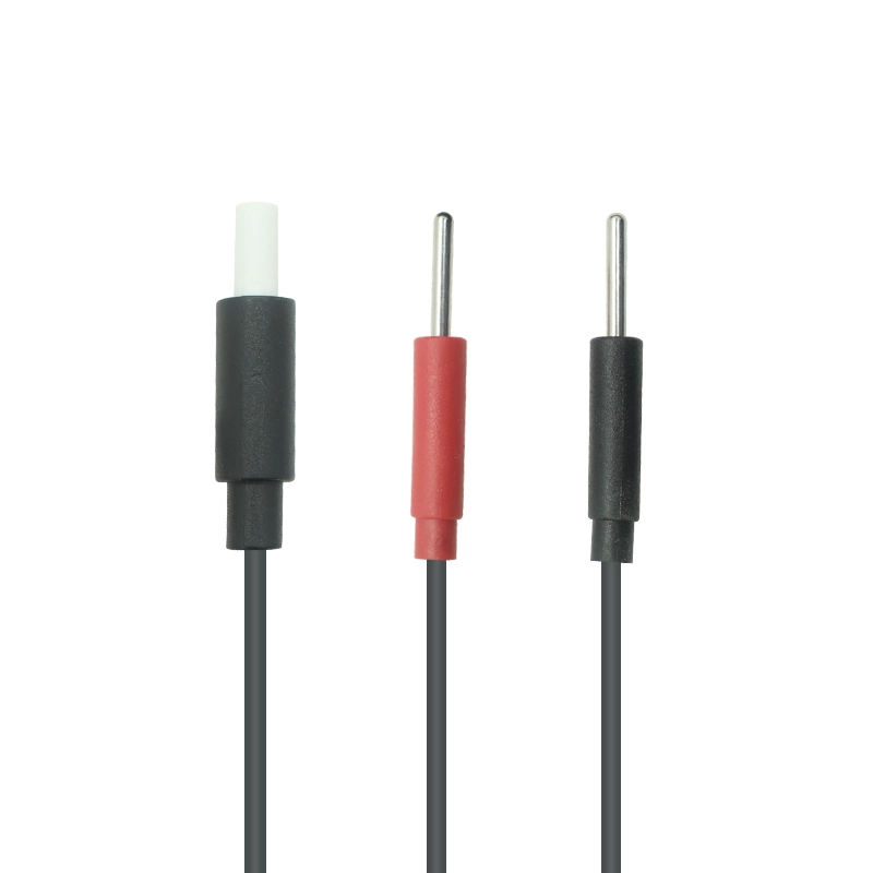 China DC2.35mm Safety Plug to 2.0mm Electrode Lead Wire with Coiled Cable | Electrode Cable Manufacturer China manufacturer