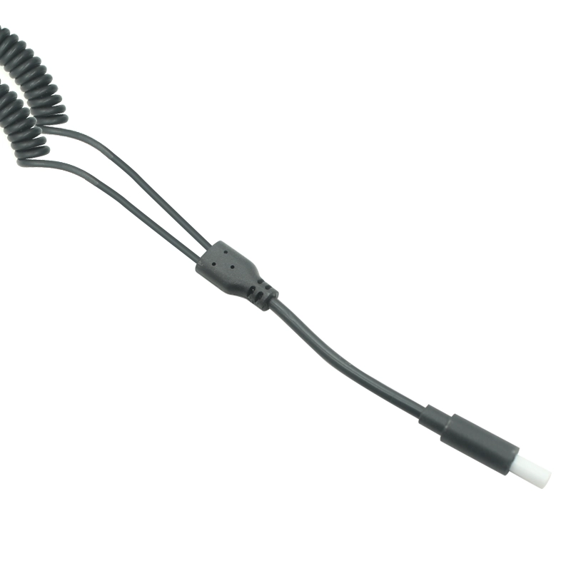 China DC2.35mm Safety Plug to 2.0mm Electrode Lead Wire with Coiled Cable | Electrode Cable Manufacturer China manufacturer