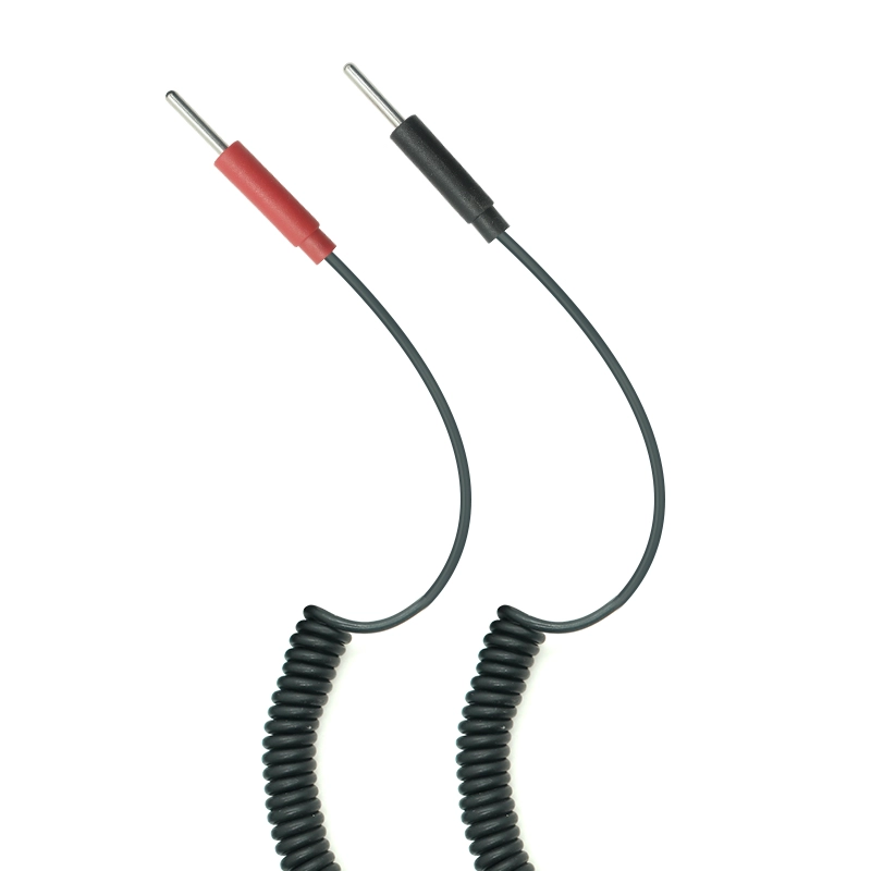 China DC2.35mm Safety Plug to 2.0mm Electrode Lead Wire with Coiled Cable | Electrode Cable Manufacturer China manufacturer