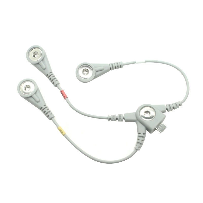 China Custom Micro USB to 4.0mm Snap Female Connector Cable with Embedded PCB & Dynamic ECG Lead Wire – Medical Grade OEM Solution manufacturer