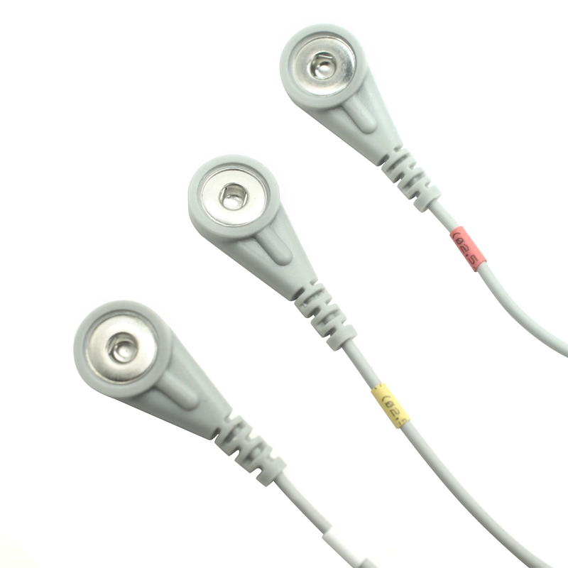 China Custom Micro USB to 4.0mm Snap Female Connector Cable with Embedded PCB & Dynamic ECG Lead Wire – Medical Grade OEM Solution manufacturer