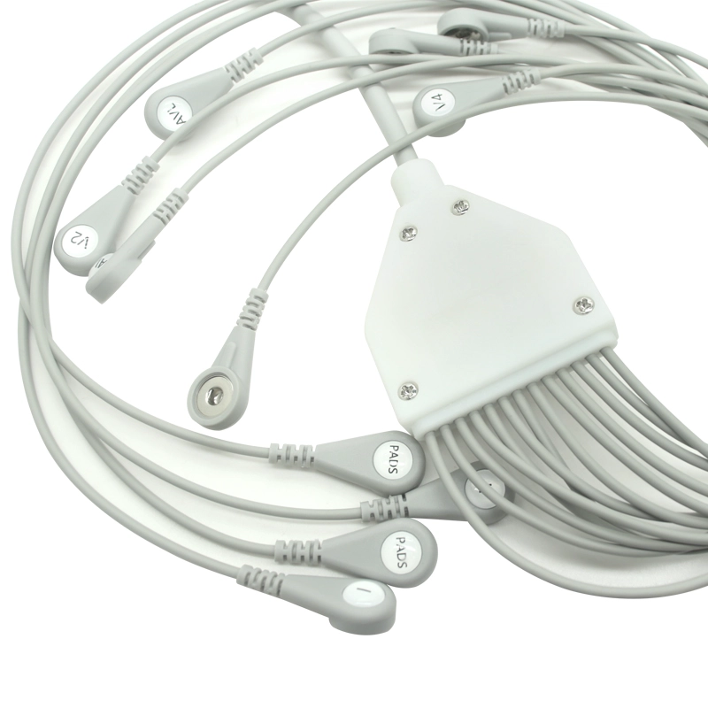 China Benutzerdefiniertes DB15-Elektrodenkabel von weiblich bis 13-führender 4.0-Snap-EKG-Schild, Multi-Channel, OEM Medical Draht Hersteller