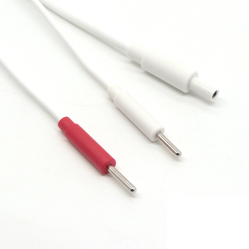Çin Özelleştirilmiş DC 2.35 mm Erkekten Çift 2.0 İğne Electrode EKG Kurşun Teli - Terapi Cihazları için OEM/ODM Üreticisi üretici firma