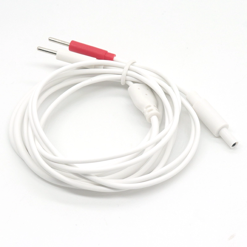 Çin Özelleştirilmiş DC 2.35 mm Erkekten Çift 2.0 İğne Electrode EKG Kurşun Teli - Terapi Cihazları için OEM/ODM Üreticisi üretici firma