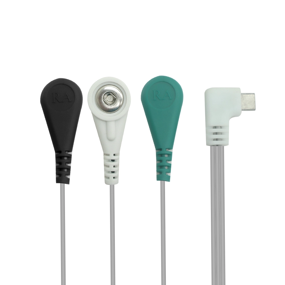 中国 USB Type-C公头90度至3条线4.0mm ECG快照按钮电缆 - 医疗级，定制制造商ISO 13485 制造商