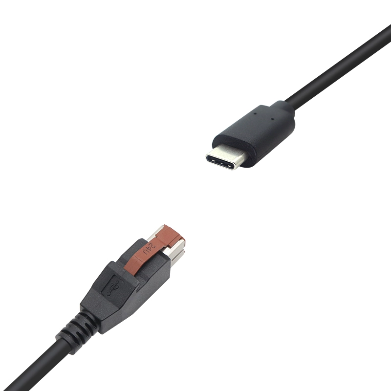 Chine USB Type-C mâle à 24V PoweedUSB Câble mâle | Câble d'alimentation haute tension pour les dispositifs POS et industriels fabricant