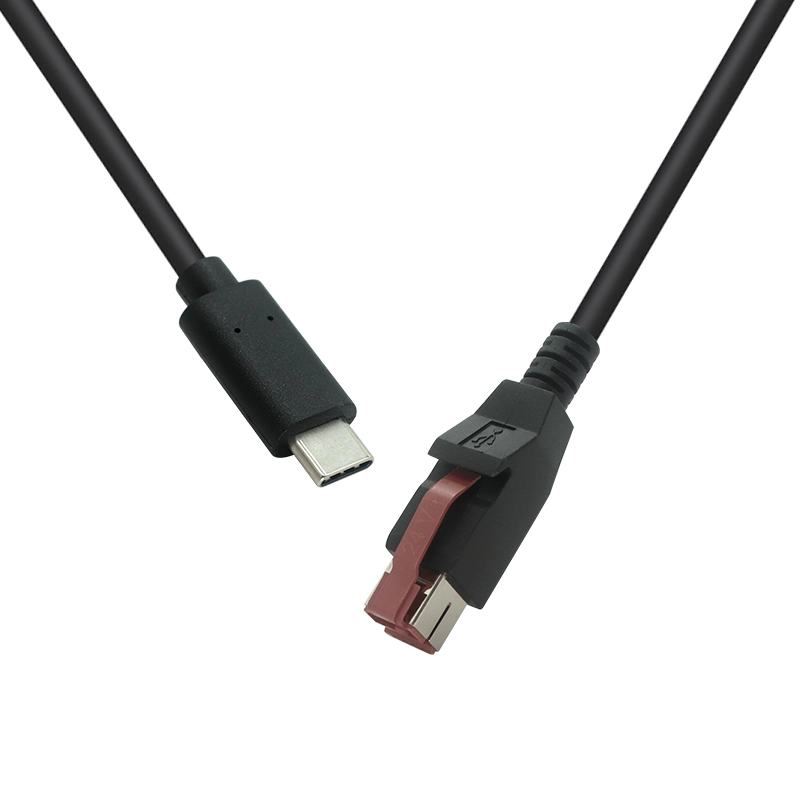 Chine USB Type-C mâle à 24V PoweedUSB Câble mâle | Câble d'alimentation haute tension pour les dispositifs POS et industriels fabricant