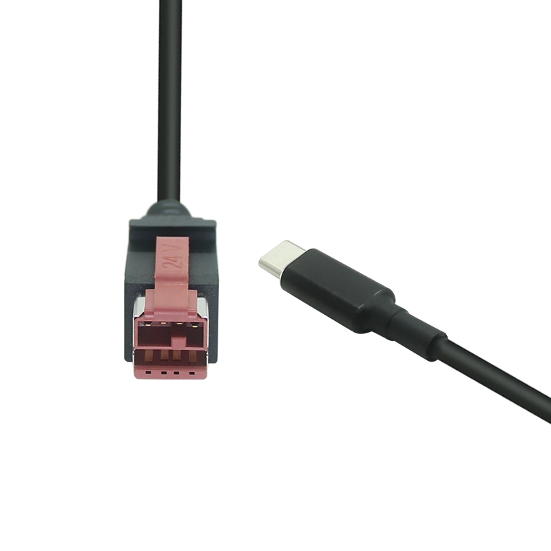 Chine USB Type-C mâle à 24V PoweedUSB Câble mâle | Câble d'alimentation haute tension pour les dispositifs POS et industriels fabricant