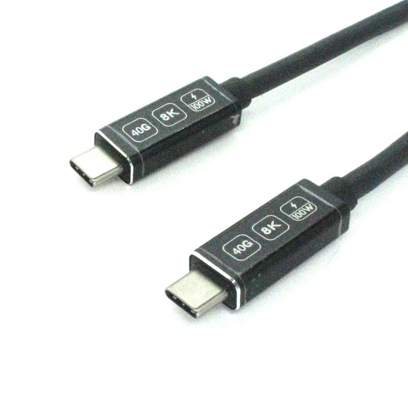 الصين PD100W 40GBPS TYPE-C MALE TO TYPE-C CABLE CABLE-8K فيديو ، متوافق مع Thunderbolt ، مصنع معتمد من ISO الصانع