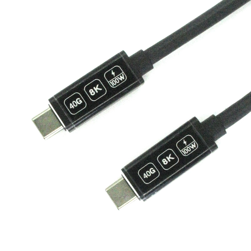 الصين PD100W 40GBPS TYPE-C MALE TO TYPE-C CABLE CABLE-8K فيديو ، متوافق مع Thunderbolt ، مصنع معتمد من ISO الصانع