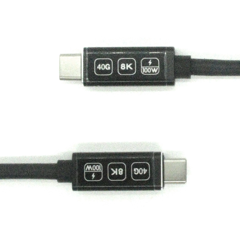 الصين PD100W 40GBPS TYPE-C MALE TO TYPE-C CABLE CABLE-8K فيديو ، متوافق مع Thunderbolt ، مصنع معتمد من ISO الصانع