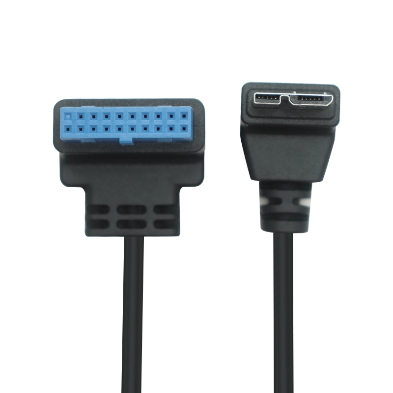 China Rechtwinkel 20 Pin weiblich bis Micro USB 3.0 BM Kabel | Dual 90-Grad-Anschlüsse | OEM -USB -Kabelhersteller Hersteller