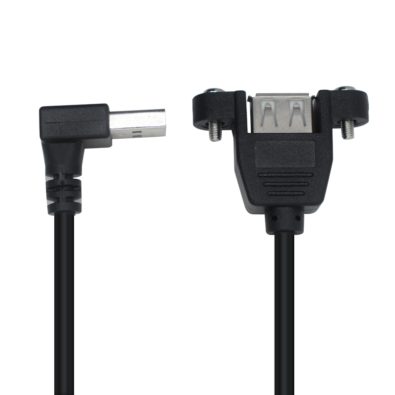 中国 直角USB A型公头到面板安装USB一条螺钉的母头电缆|定制USB扩展电缆制造商 制造商