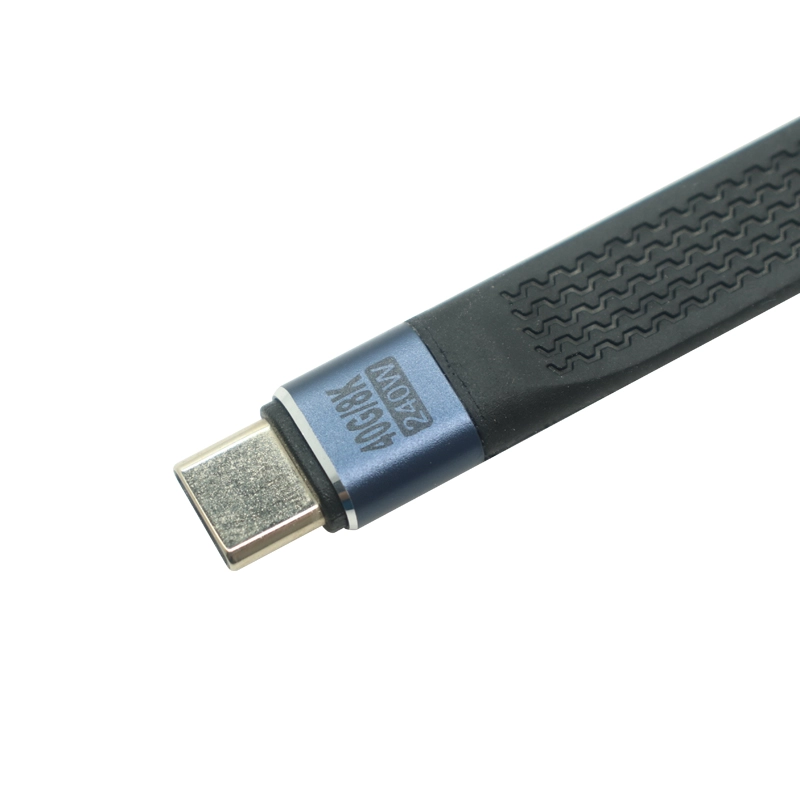 الصين 240W USB Type-C Male to Male Flat Cable | 40 جيجابت في الثانية 8K فيديو | موصل الزاوية اليمنى | الشركة المصنعة ISO الصانع