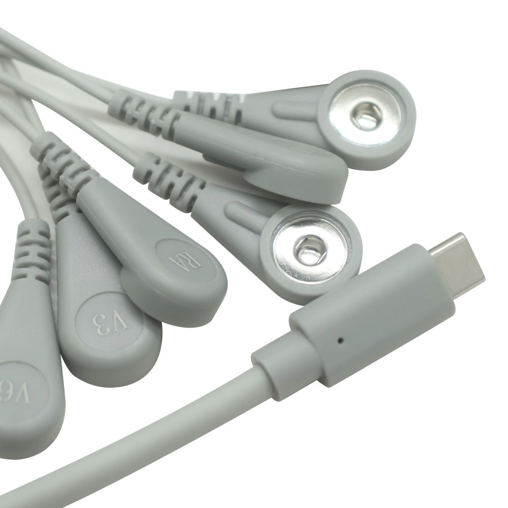 중국 USB Type-C Male에서 4.0mm 전극 스냅 여성 케이블-TENS/EMS/ECG 장치 용 1 대 10 스플리터 | OEM 제조업체 | ISO 13485 & ISO 9001 인증 제조업체