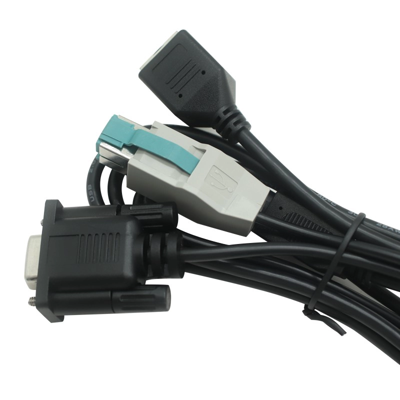 中国 定制RJ12母头转DB9母头及12V电源USB线缆——POS外设线缆工厂 制造商